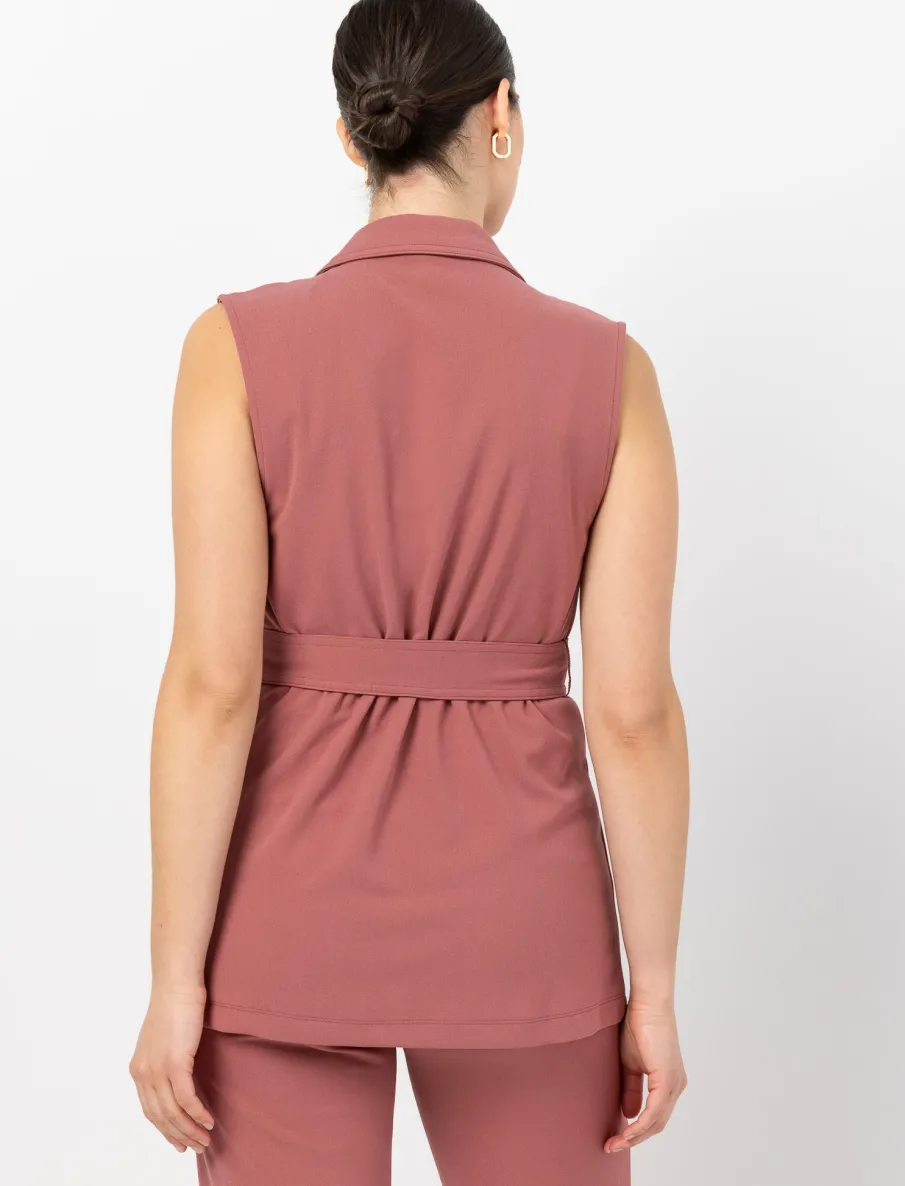 Scuba Belted Sleeveless Jacket