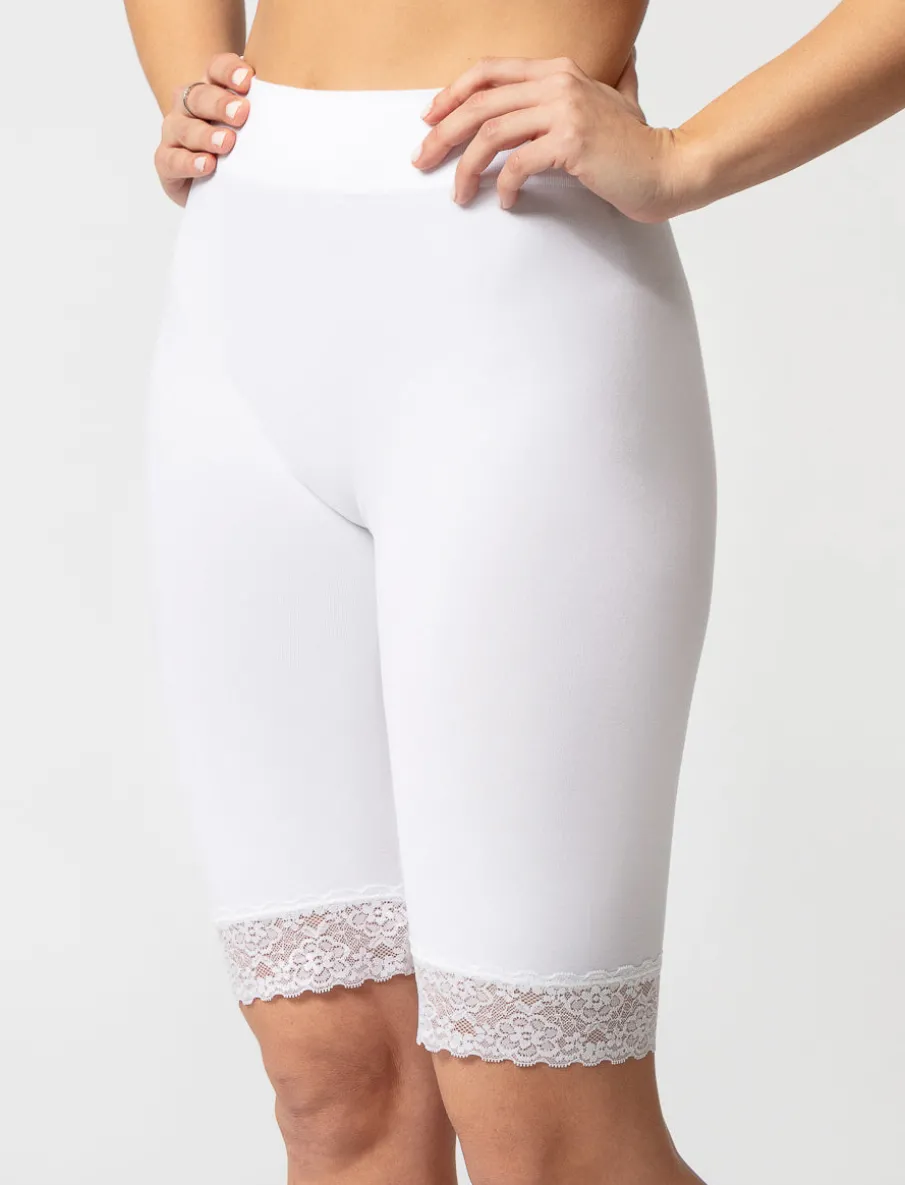 Seamless Biker Shorts with Lace Accent