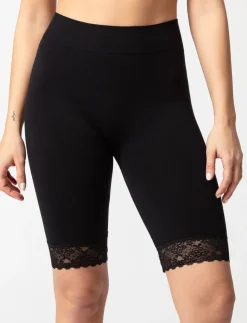 Seamless Biker Shorts with Lace Accent