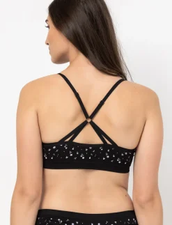 Seamless Floral Bralette with Cross Straps