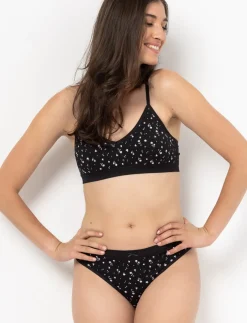 Seamless Floral Bralette with Cross Straps