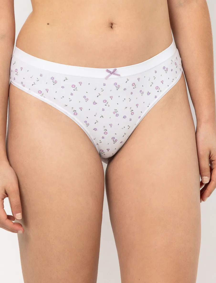 Seamless Floral Thong Panty