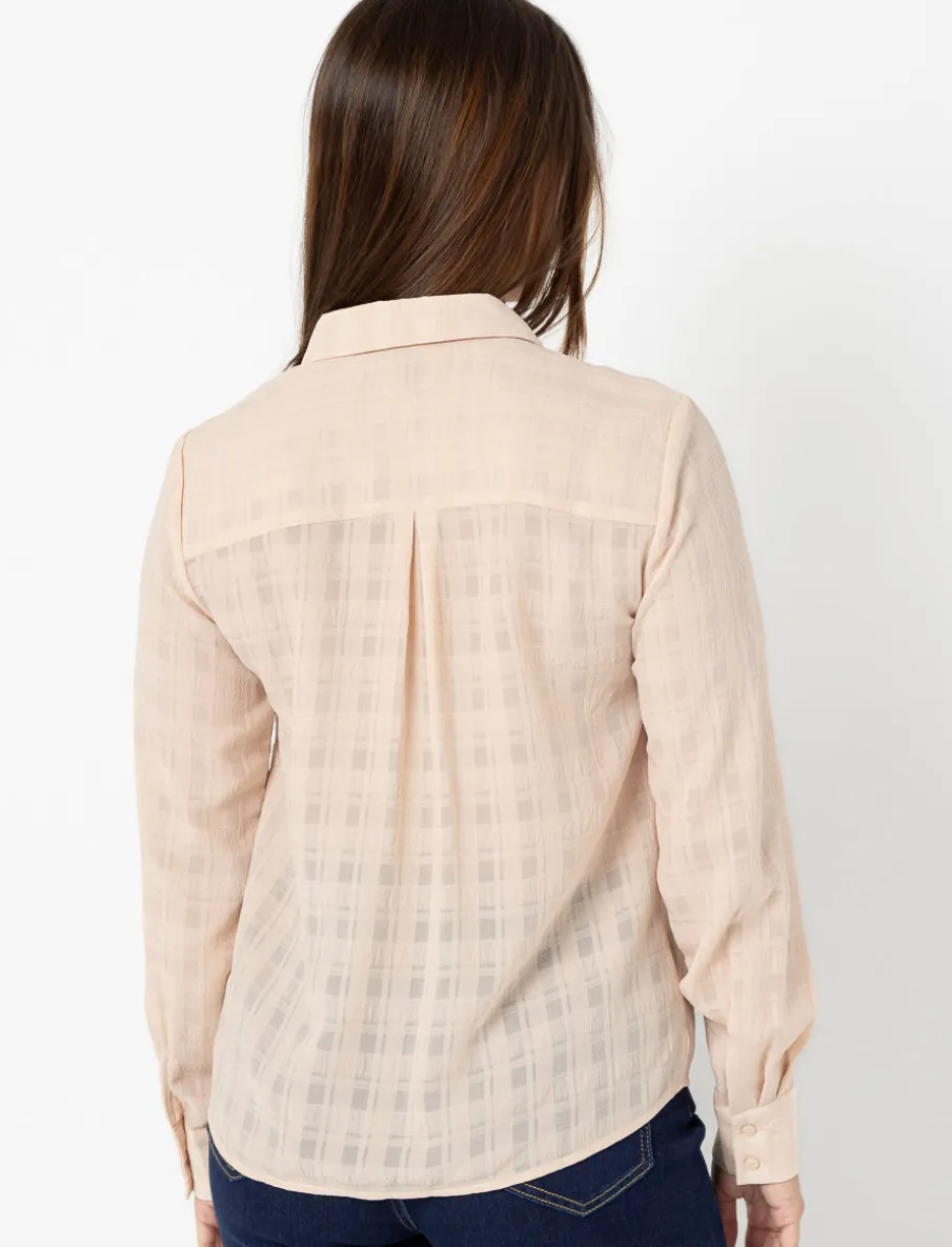 Semi-sheer Plaid Shirt