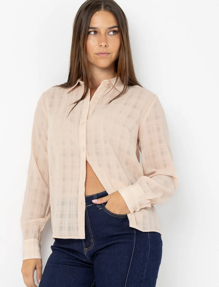 Semi-sheer Plaid Shirt