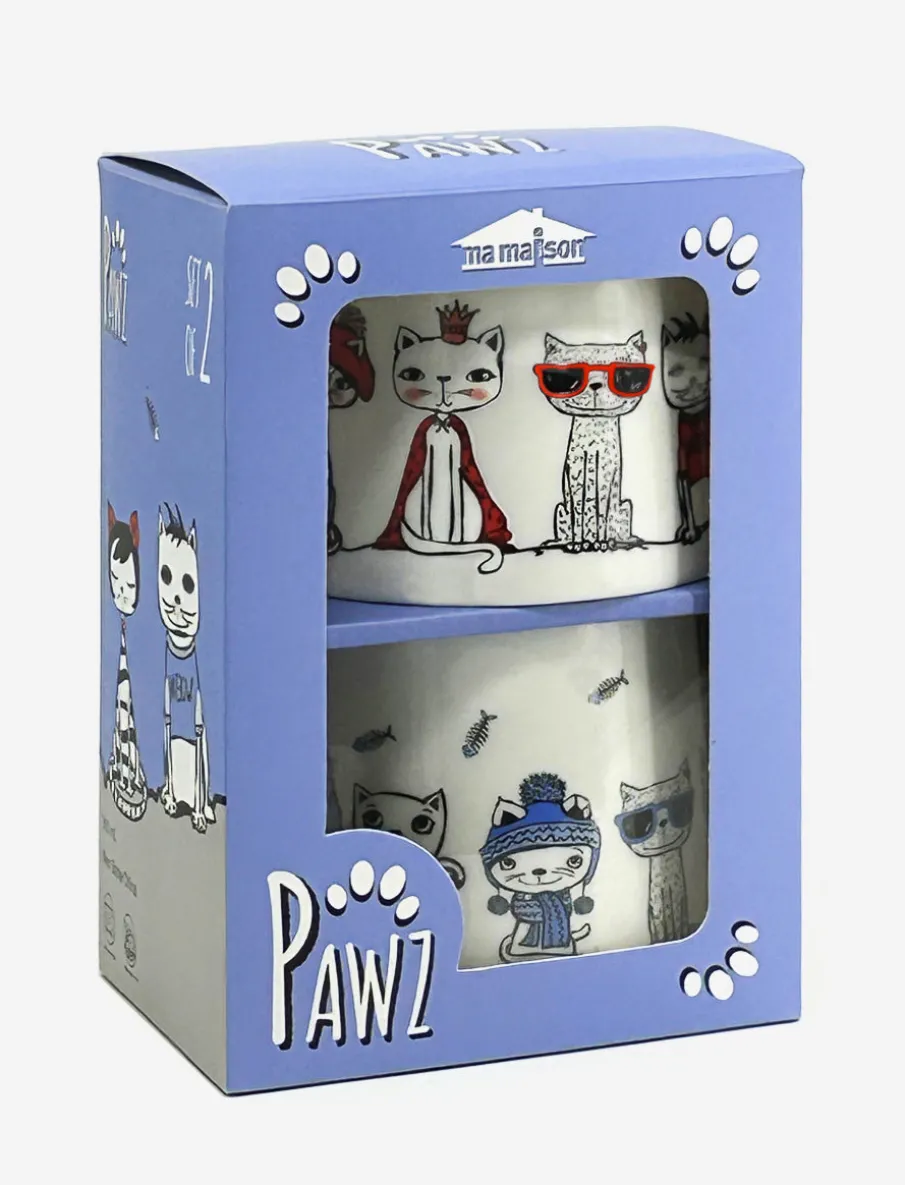Set of 2 Fine Porcelain Cat Mugs