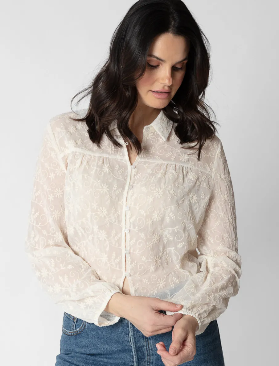 Sheer Embroidered Blouse