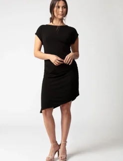 Shirred Asymmetrical Dress