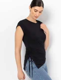 Shirred Asymmetrical T-shirt