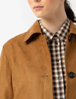Short Faux Suede Jacket with Flap Pockets