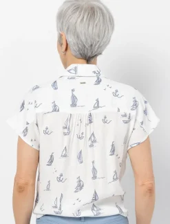 Short-Sleeve Bow Blouse