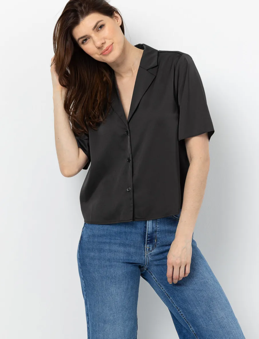 Short-Sleeve Satin Shirt
