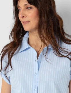 Short-Sleeve Striped Blouse