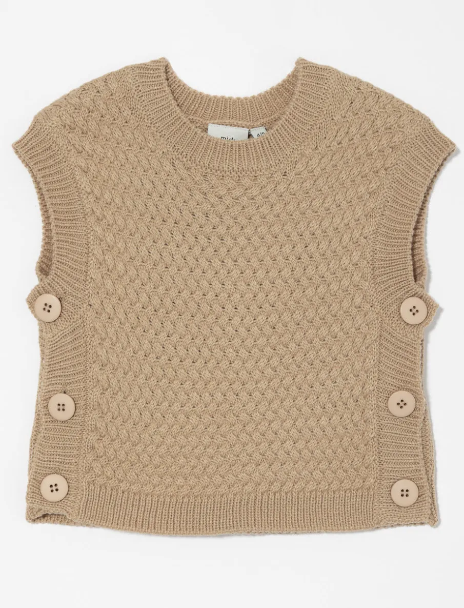 Side Button Knit Vest - Little Girl