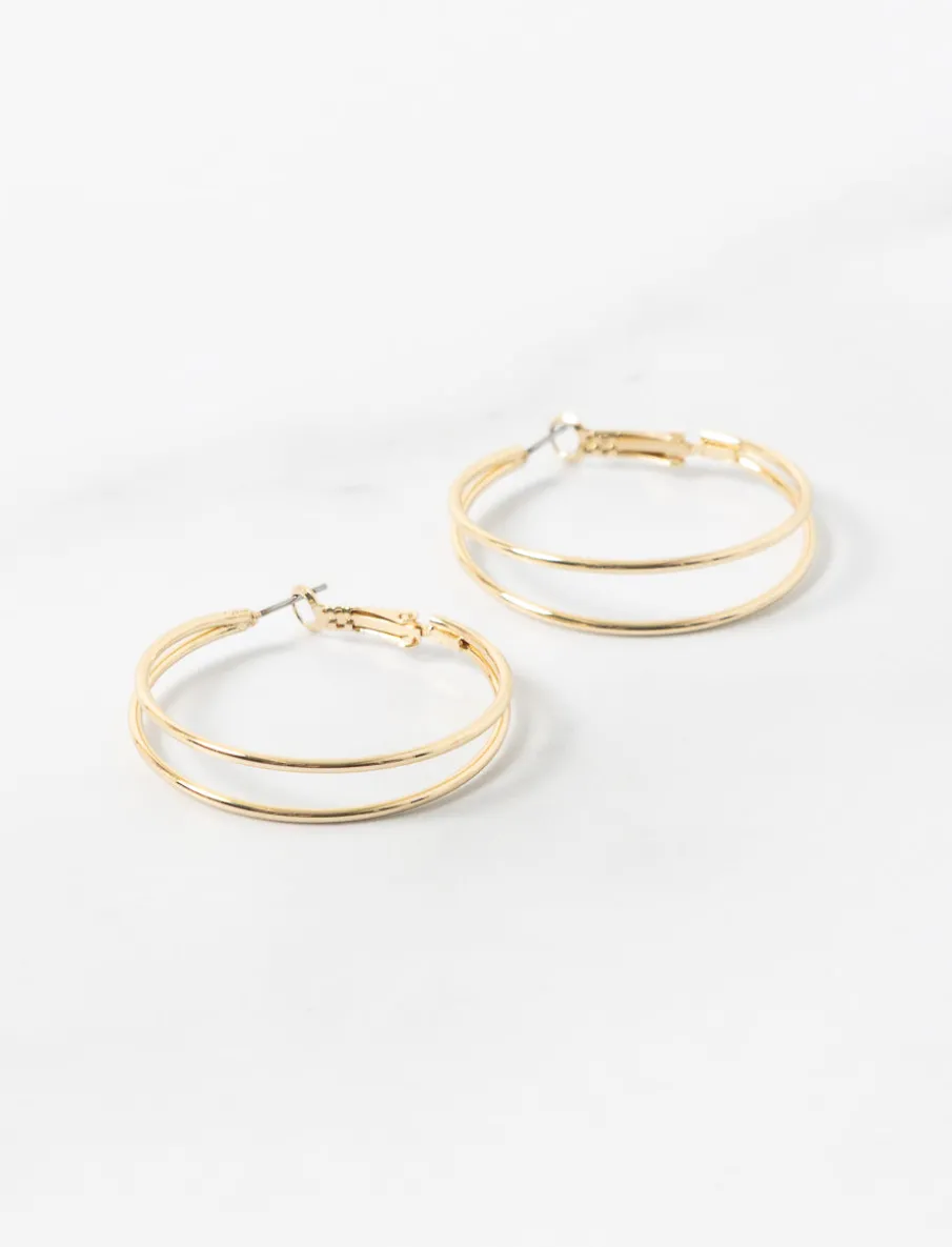 Silver Double Hoop Earrings
