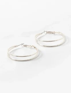 Silver Double Hoop Earrings