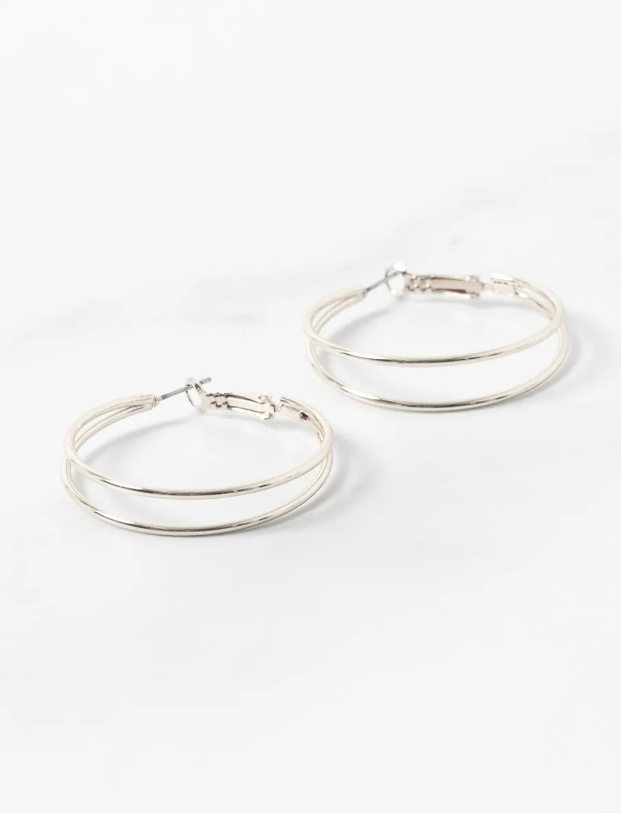 Silver Double Hoop Earrings