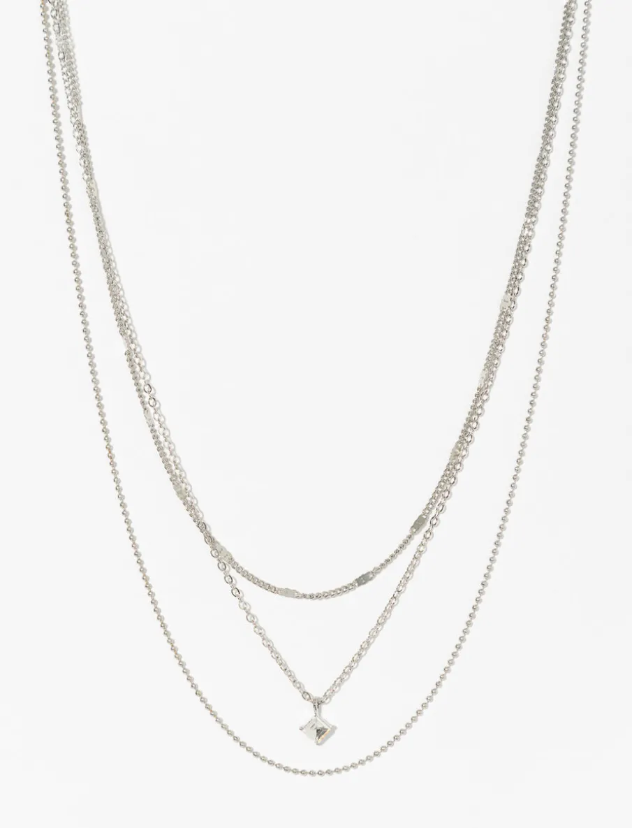 Silver-tone Layered Chain Necklace