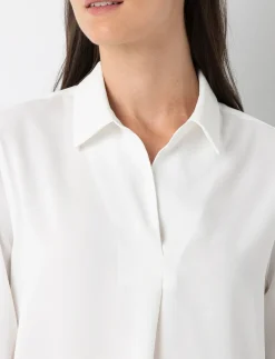 3/4-sleeve Blouse with Shirt Collar