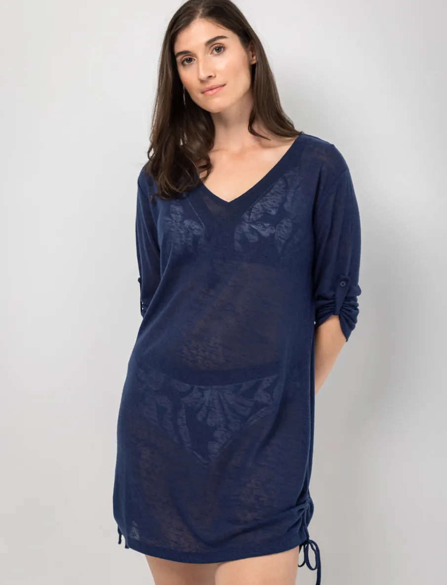 3/4-sleeve Linen-look Tunic