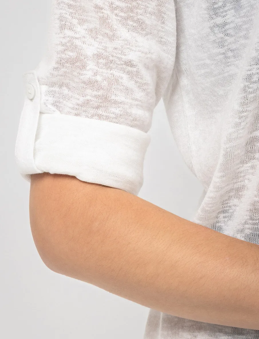 3/4-sleeve Linen-look Tunic