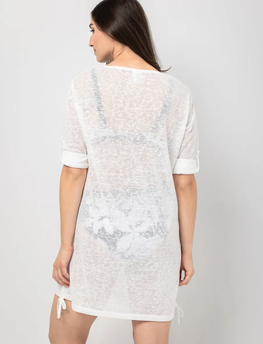 3/4-sleeve Linen-look Tunic