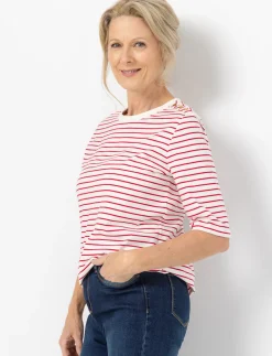3/4-sleeve Striped T-shirt