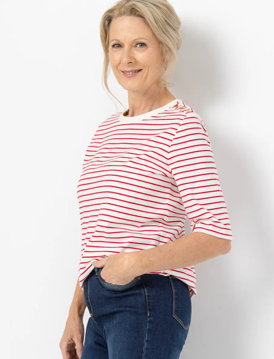 3/4-sleeve Striped T-shirt