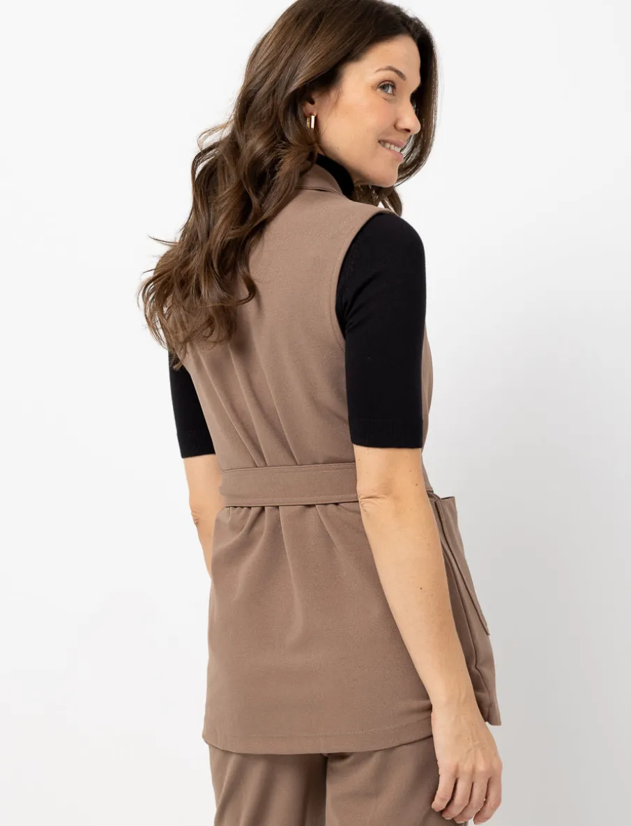 Sleeveless Blazer with Belt