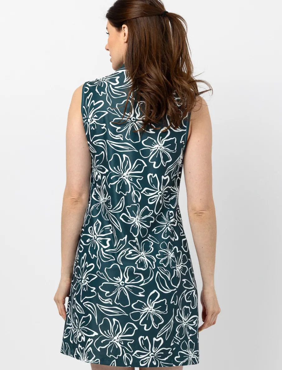 Sleeveless Dress with Polo Collar