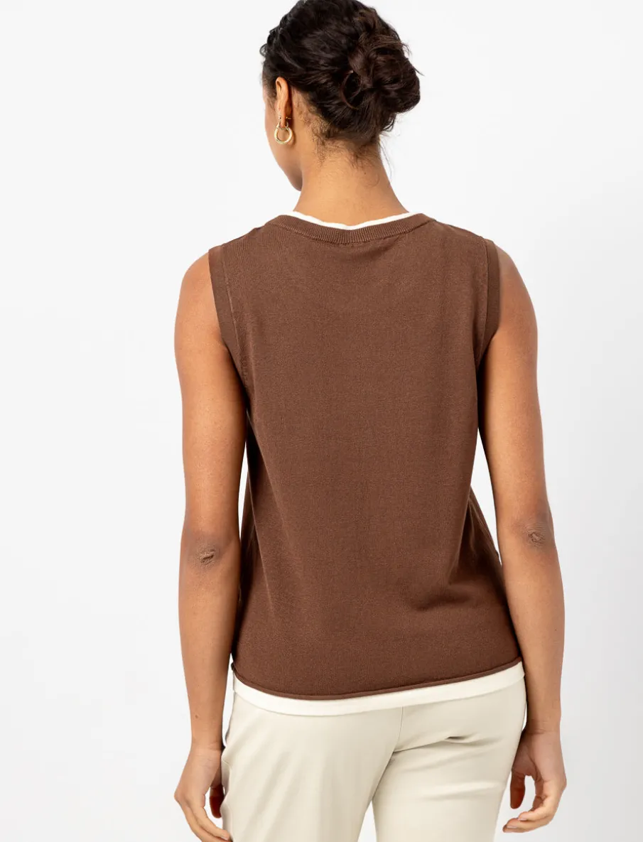 Sleeveless Tank Top with Contrast Hem