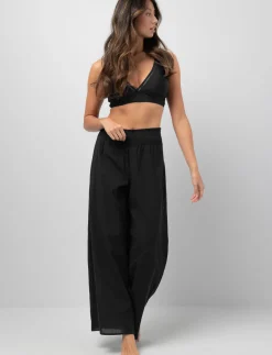 Smocked-waist Wide-leg Pants