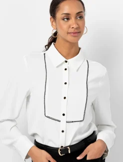 Solid Blouse with Shirt Collar