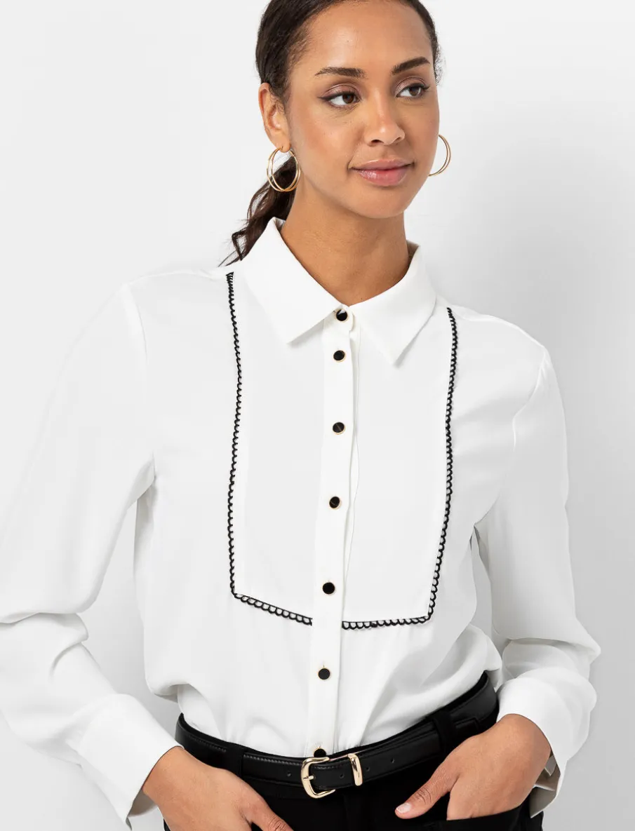 Solid Blouse with Shirt Collar