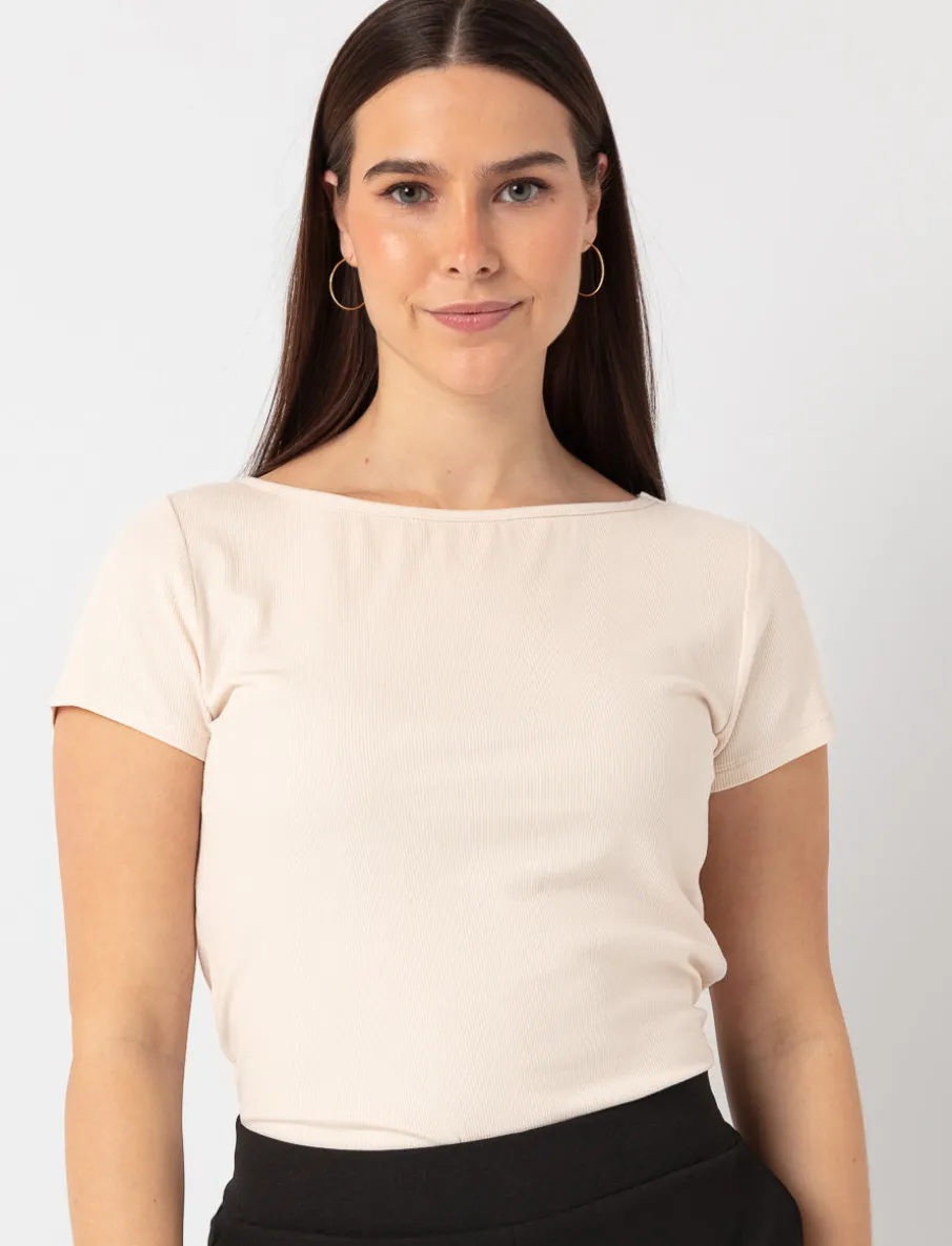 Solid Boat-neck T-shirt