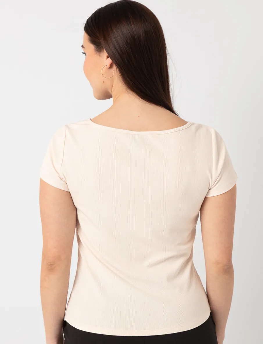 Solid Boat-neck T-shirt