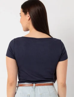 Solid Boat-neck T-shirt