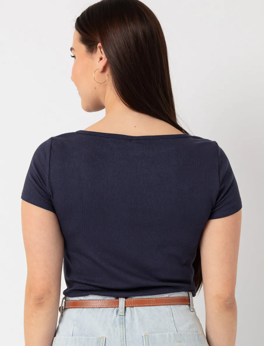 Solid Boat-neck T-shirt