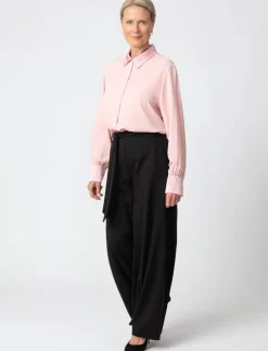 Solid Button-down Blouse