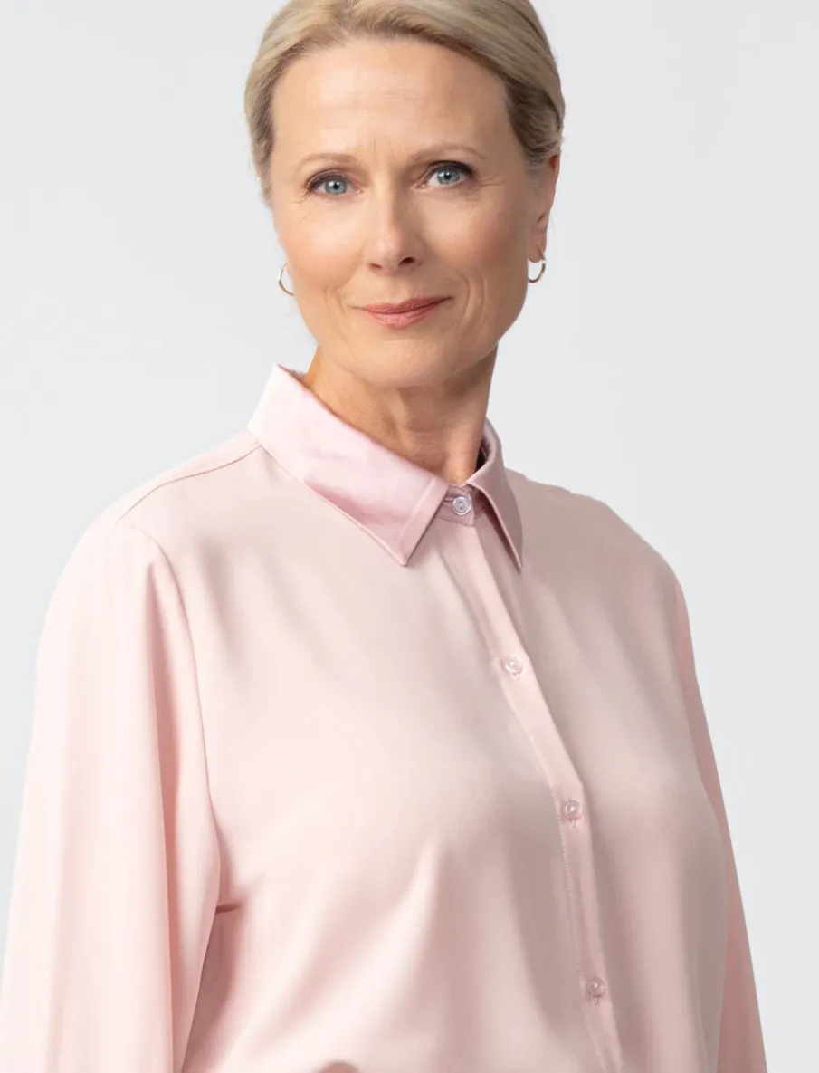 Solid Button-down Blouse