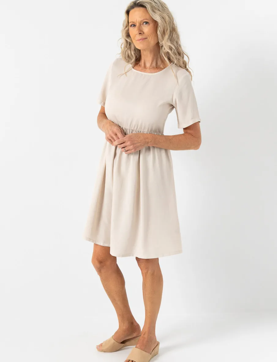 Solid Cinched-waist Dress