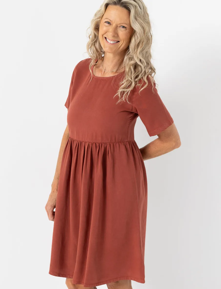 Solid Cinched-waist Dress