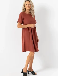 Solid Cinched-waist Dress