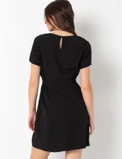 Solid Cinched-Waist Dress