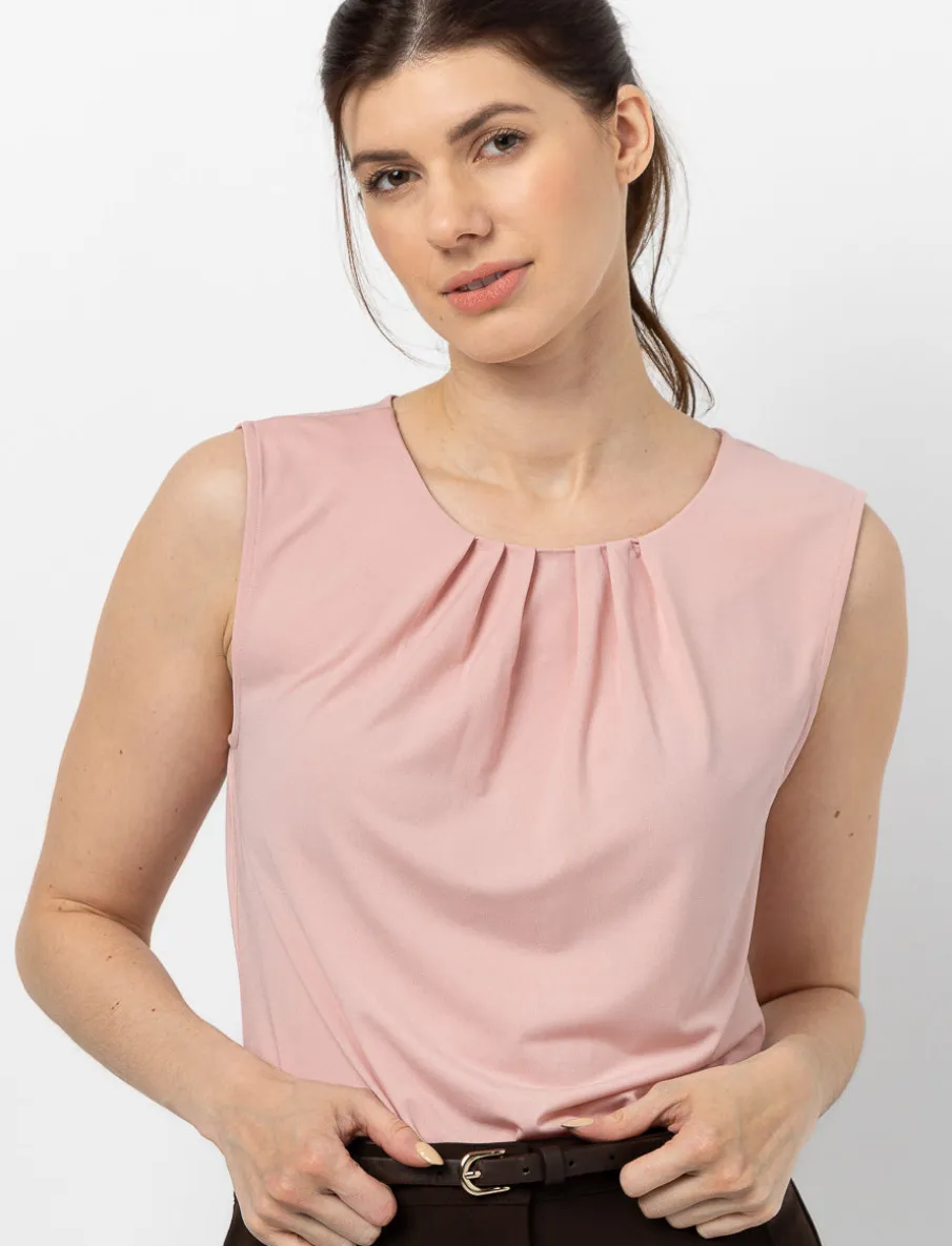 Solid Crew Neck Tank Top with Back Keyhole