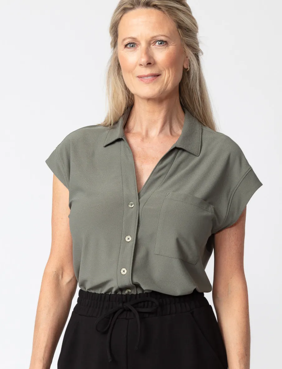 Solid Dolman-sleeve Blouse