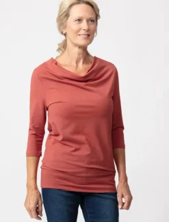 Solid Draped-neck T-shirt