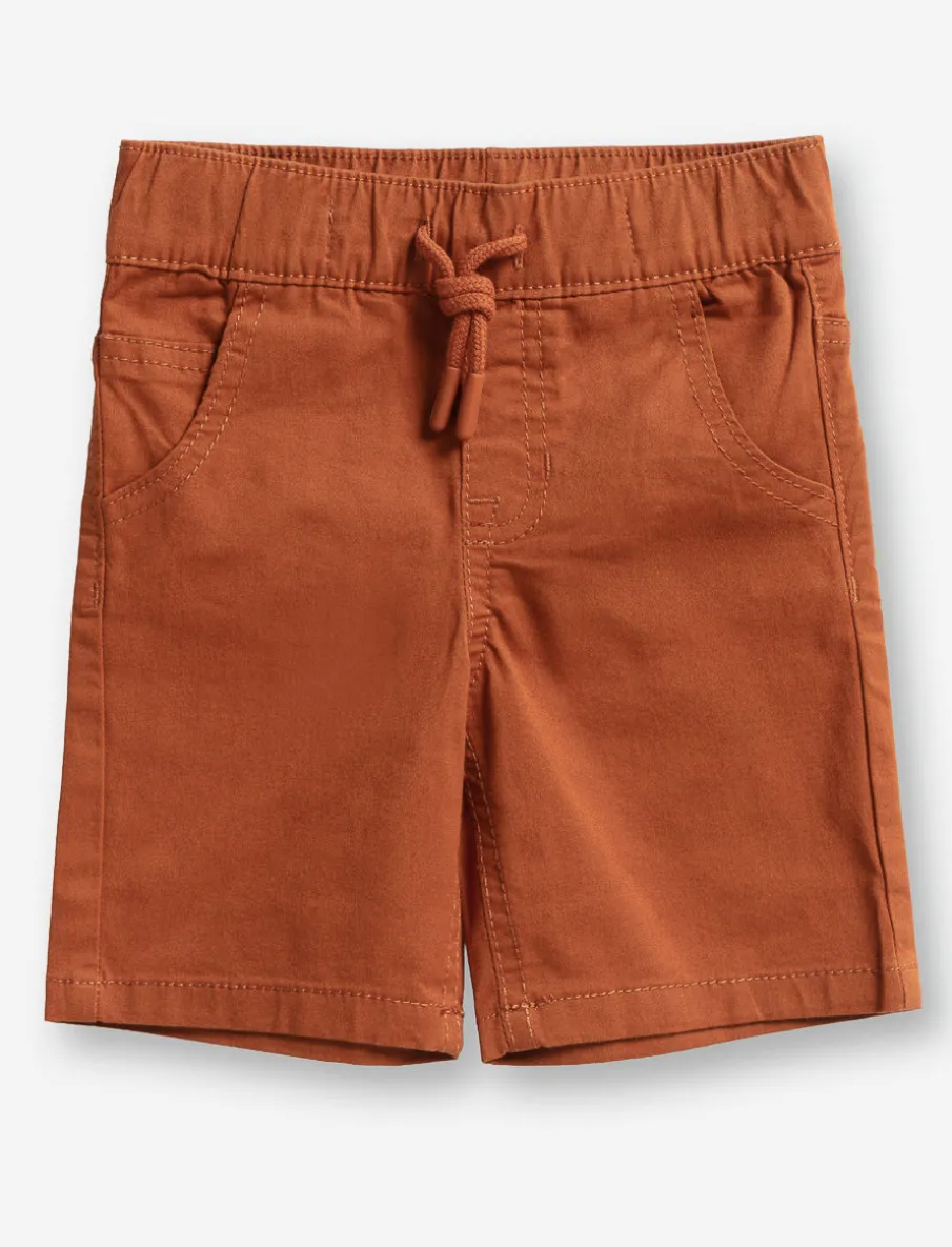 Solid Elastic Waist Shorts