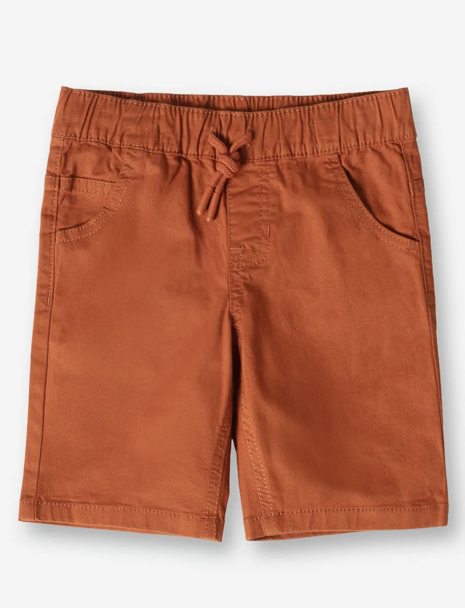 Solid Elastic Waist Shorts