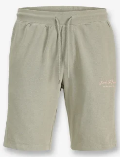 Solid Elastic-waist Shorts
