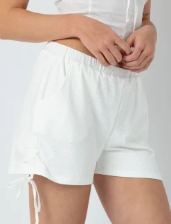Solid Eyelet Embroidered Shorts